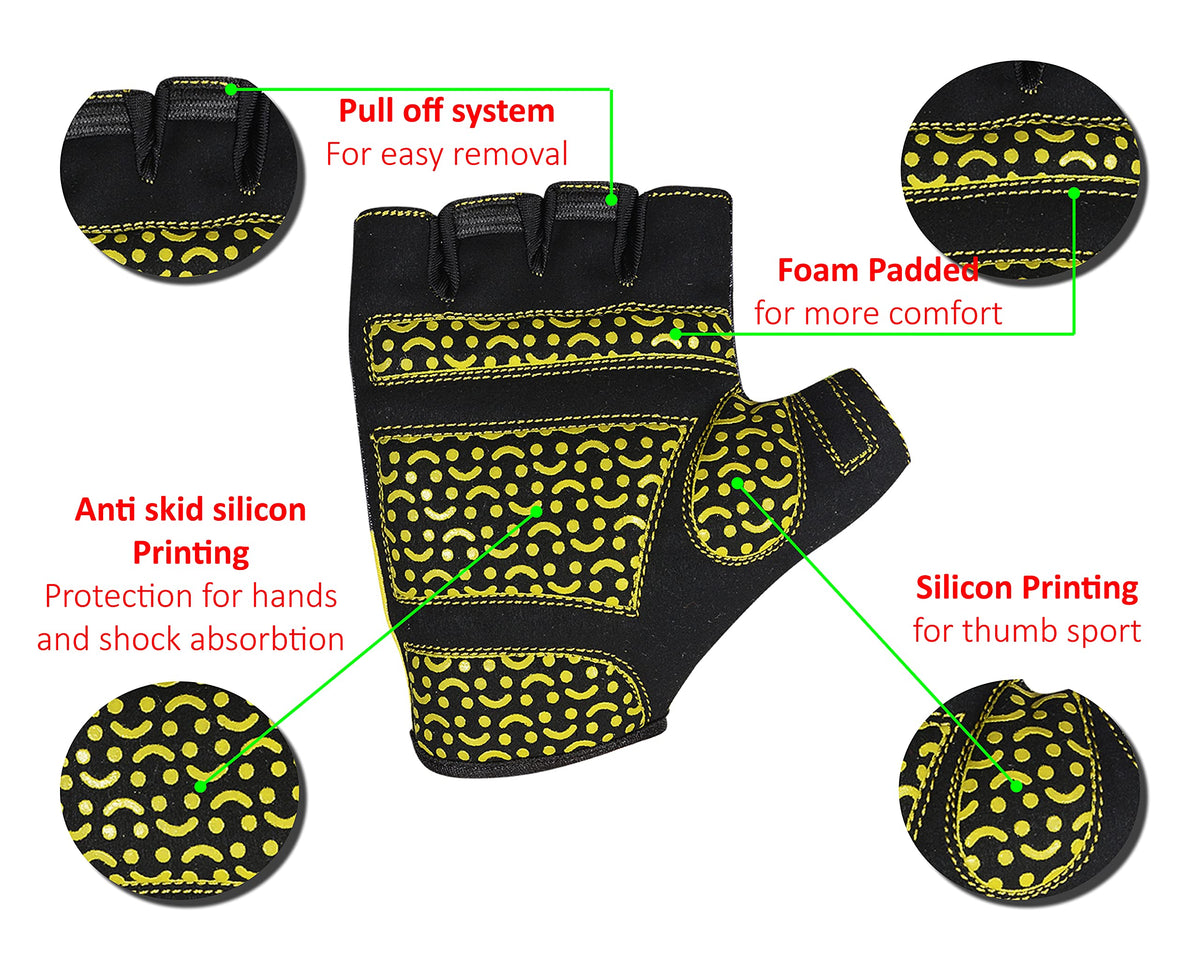 3S Sports Kids Cycling Half Finger Gloves Bicycle Mountain Bike Riding Outdoor Sports Short Fingers Glove Camping Hiking Climbing Mittens For Boys & Girls