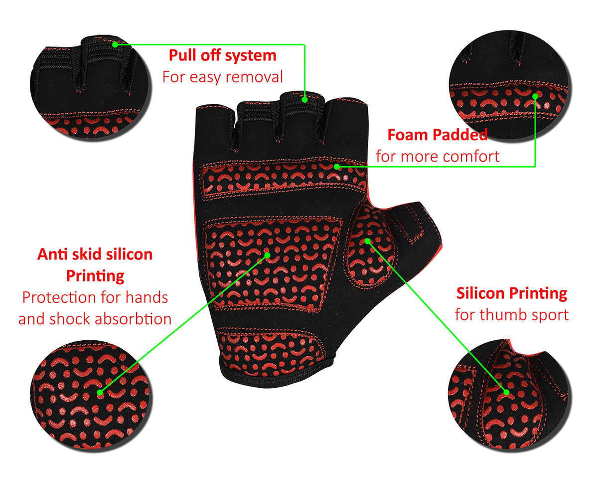 3S Sports Kids Cycling Half Finger Gloves Bicycle Mountain Bike Riding Outdoor Sports Short Fingers Glove Camping Hiking Climbing Mittens For Boys & Girls