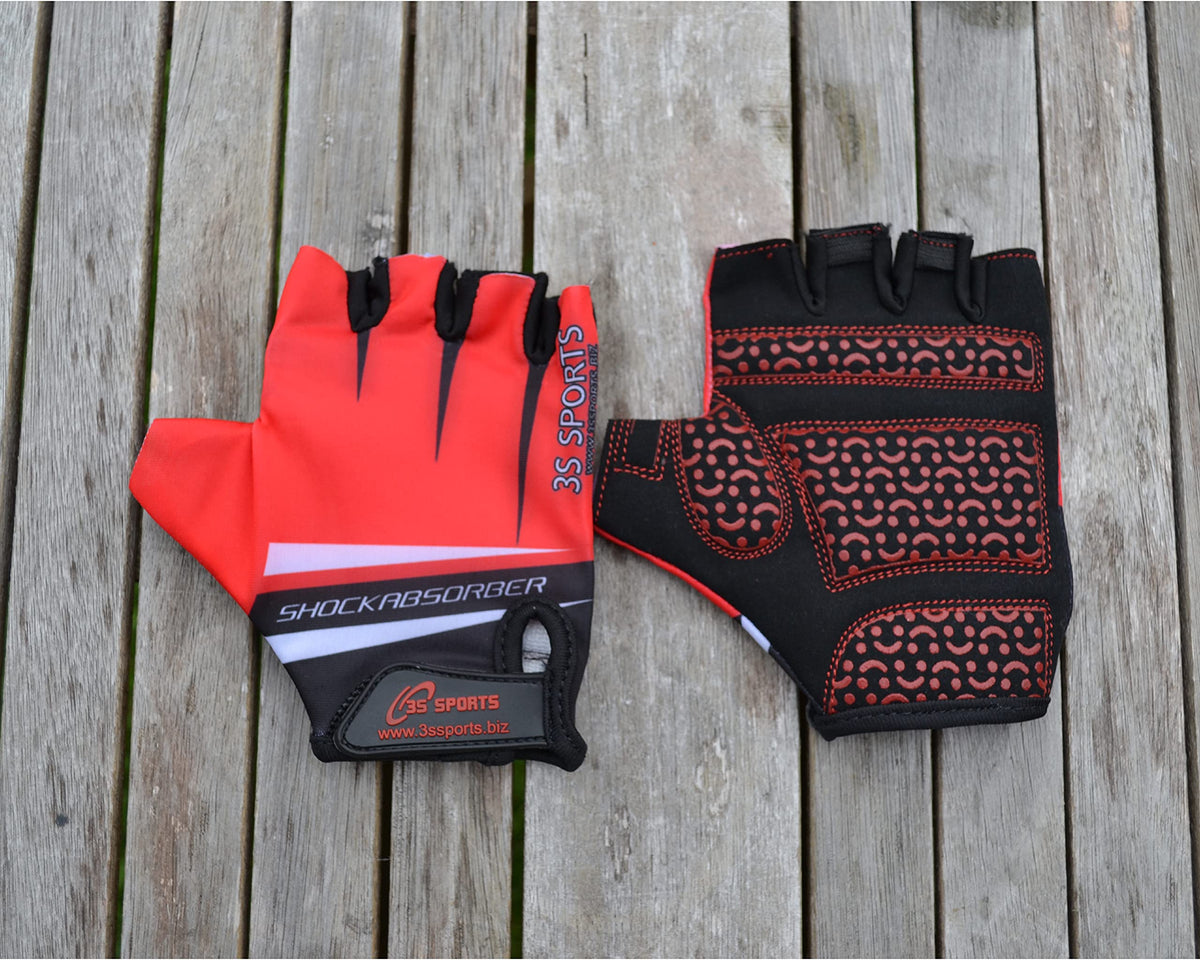 3S Sports Kids Cycling Half Finger Gloves Bicycle Mountain Bike Riding Outdoor Sports Short Fingers Glove Camping Hiking Climbing Mittens For Boys & Girls