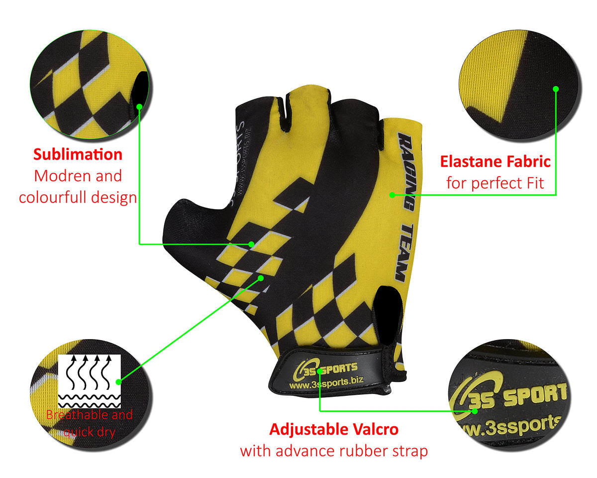 3S Sports Unisex Kids Cycling Gloves Boy's Girl's Half Finger Padded Glove For Biking Hiking Camping & Outdoor Sports