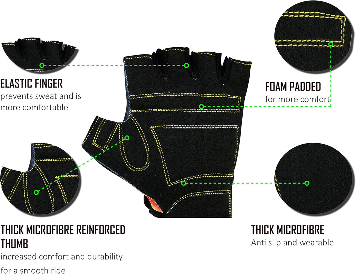 3S Sports CHILDREN KIDS BOYS GIRLS CYCLING PADDED GLOVES BMX BIKE CYCLE BICYCLE GLOVES FLAME