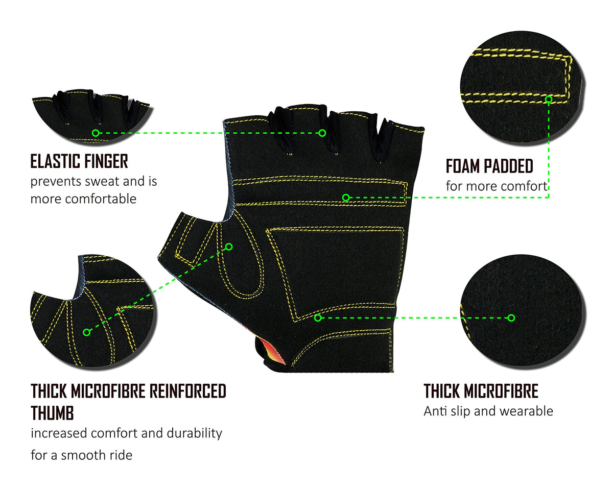 3S Sports CHILDREN KIDS BOYS GIRLS CYCLING PADDED GLOVES BMX BIKE CYCLE BICYCLE GLOVES FLAME