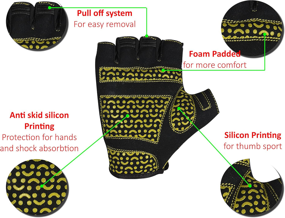 3S Sports Kids Padded Cycling Gloves Half Finger Mountain Bike Road MTB Biker Glove Cycle Bicycle BMX Riding Sports Outdoor Activities Sportswear Mitten for Boys and Girls