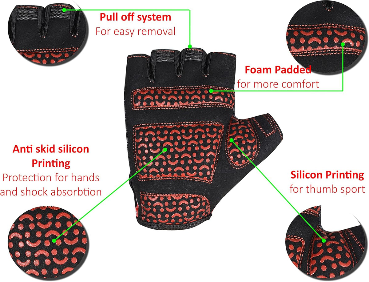 3S Sports Kids Padded Cycling Gloves Half Finger Mountain Bike Road MTB Biker Glove Cycle Bicycle BMX Riding Sports Outdoor Activities Sportswear Mitten for Boys and Girls