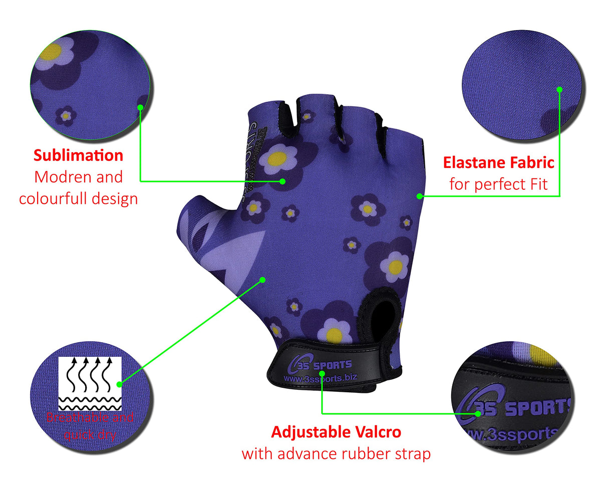 3S Sports Kids Boy's Girl's Cycling Gloves Mountain Bike Half Finger Bicycle Padded Glove Sportswear Mittens For Road Riding Biking & Outdoor Sports