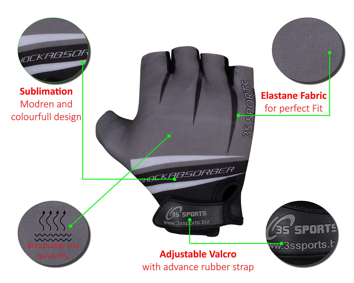 3S Sports Kids Cycling Half Finger Gloves Bicycle Mountain Bike Riding Outdoor Sports Short Fingers Glove Camping Hiking Climbing Mittens For Boys & Girls