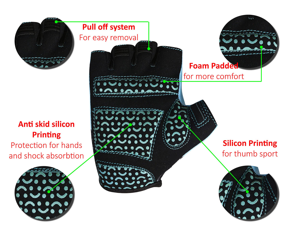 3S Sports Kids Cycling Half Finger Gloves Bicycle Mountain Bike Riding Outdoor Sports Short Fingers Glove Camping Hiking Climbing Mittens For Boys & Girls