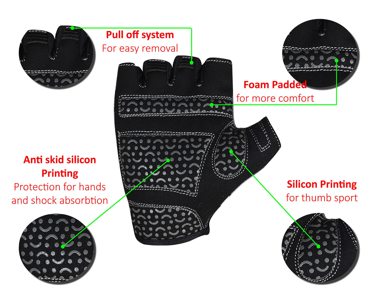 3S Sports Kids Cycling Half Finger Gloves Bicycle Mountain Bike Riding Outdoor Sports Short Fingers Glove Camping Hiking Climbing Mittens For Boys & Girls