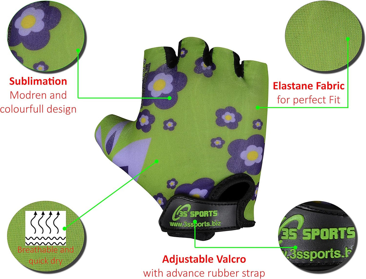 3S Sports Kids Boy's Girl's Cycling Gloves Mountain Bike Half Finger Bicycle Padded Glove Sportswear Mittens For Road Riding Biking & Outdoor Sports