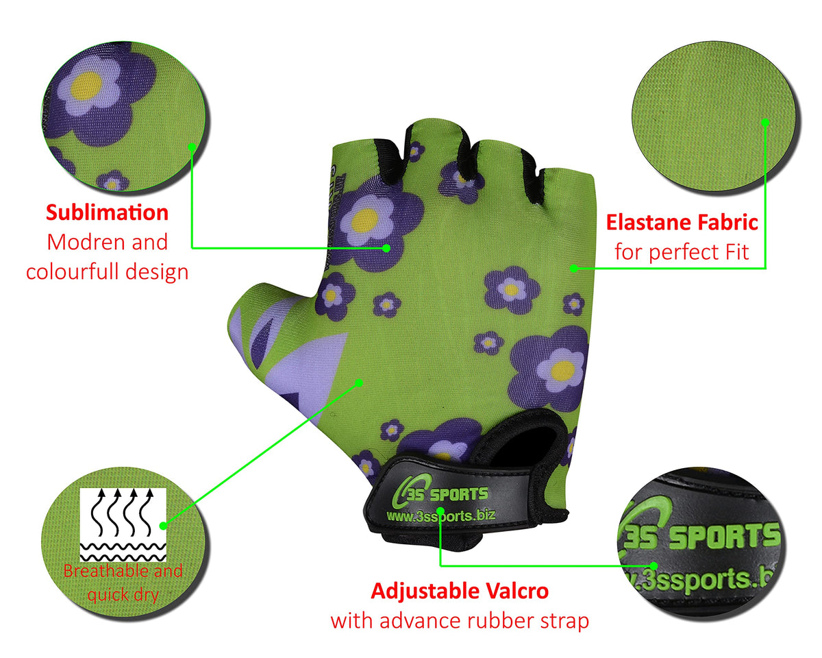3S Sports Kids Boy's Girl's Cycling Gloves Mountain Bike Half Finger Bicycle Padded Glove Sportswear Mittens For Road Riding Biking & Outdoor Sports