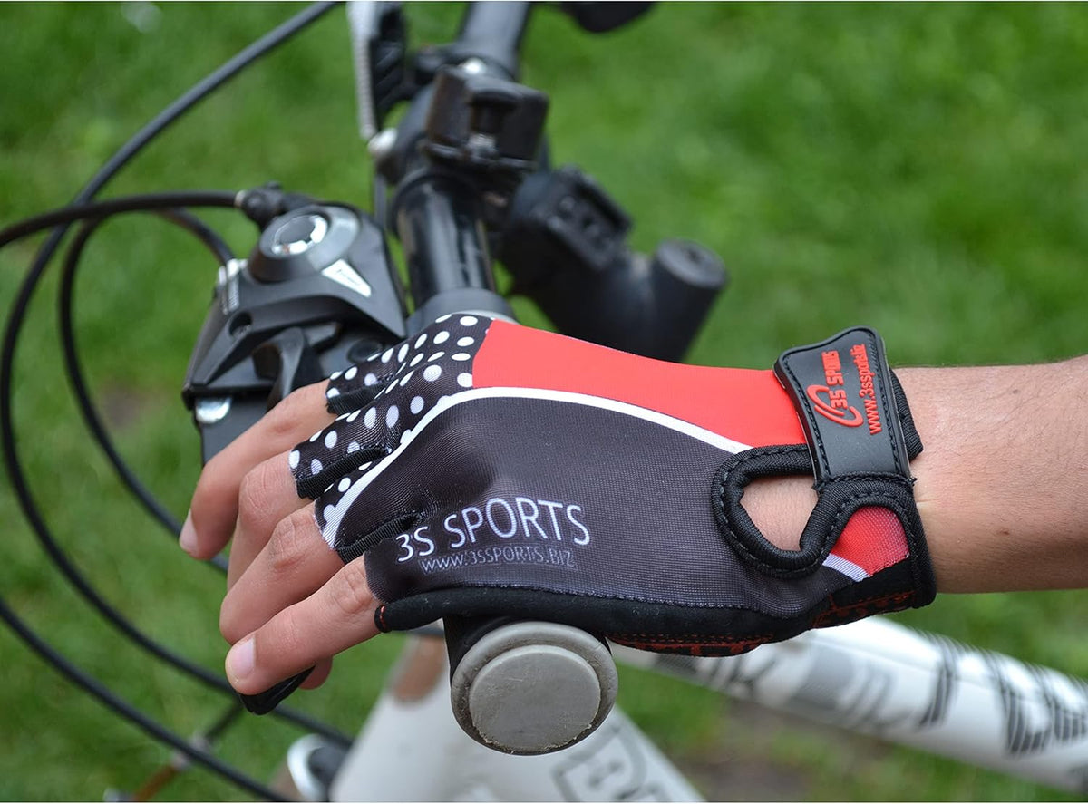 3S Sports Kids Padded Cycling Gloves Half Finger Mountain Bike Road MTB Biker Glove Cycle Bicycle BMX Riding Sports Outdoor Activities Sportswear Mitten for Boys and Girls