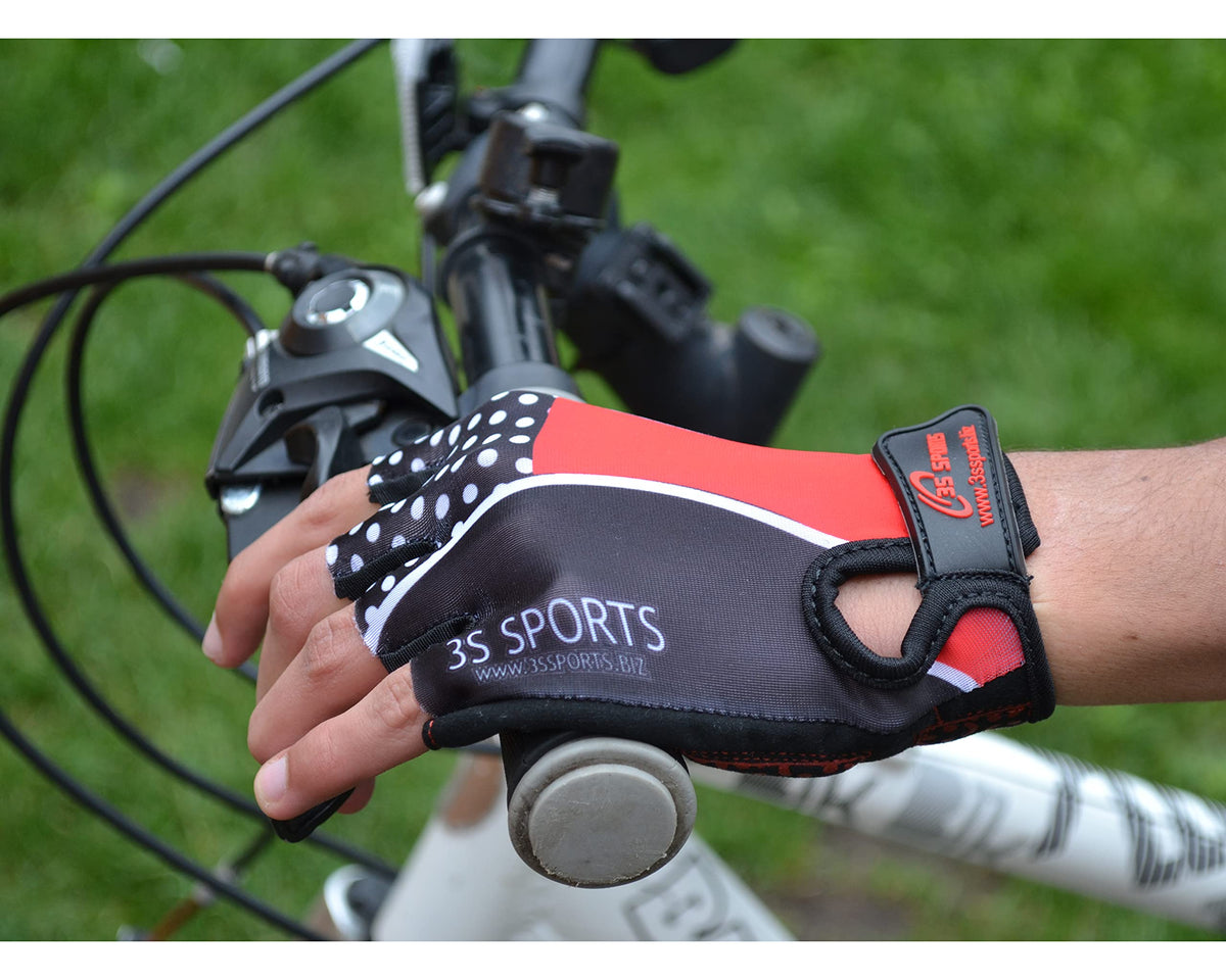 3S Sports Kids Padded Cycling Gloves Half Finger Mountain Bike Road MTB Biker Glove Cycle Bicycle BMX Riding Sports Outdoor Activities Sportswear Mitten for Boys and Girls