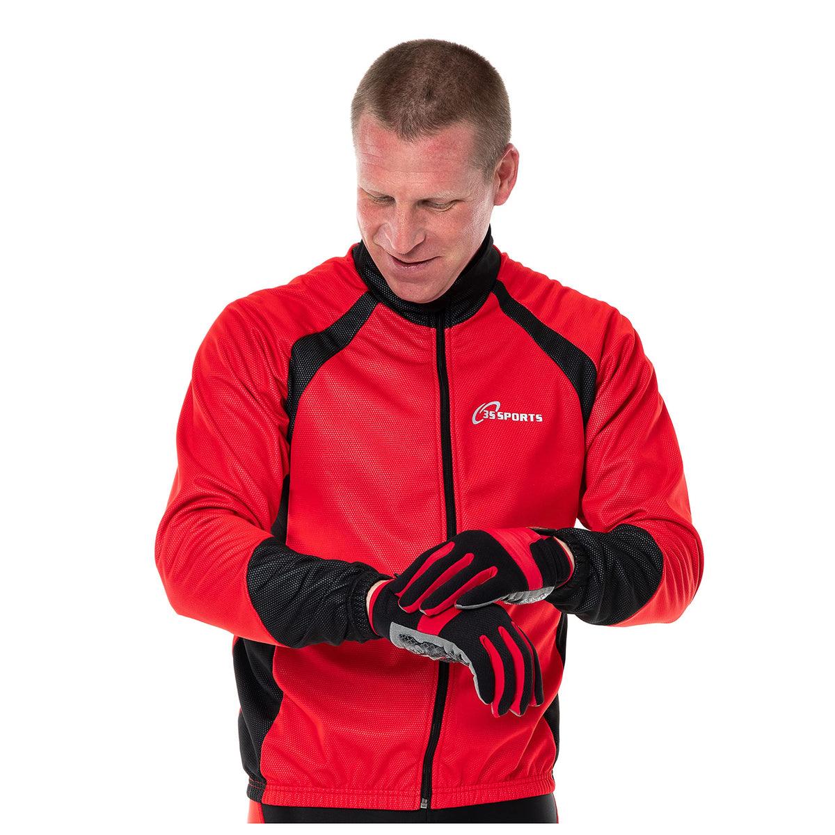 3S SPORTS Men's Cycling Jacket Windproof Waterproof Wind Stopper Fleece Thermal Long Sleeve Winter Jackets Windproof Bike Coat For Running Biking Hiking Riding Outdoor Sports