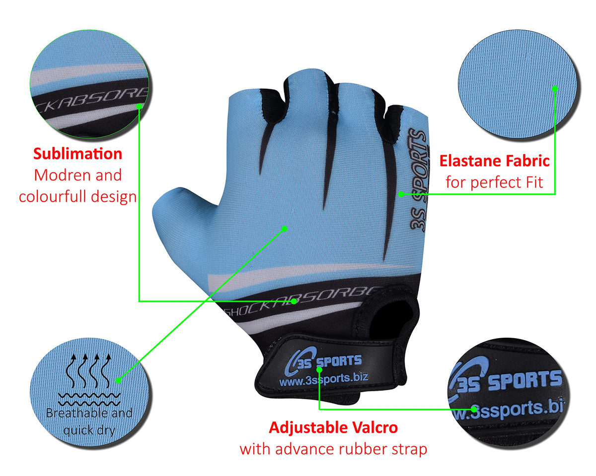 3S Sports Kids Cycling Half Finger Gloves Bicycle Mountain Bike Riding Outdoor Sports Short Fingers Glove Camping Hiking Climbing Mittens For Boys & Girls