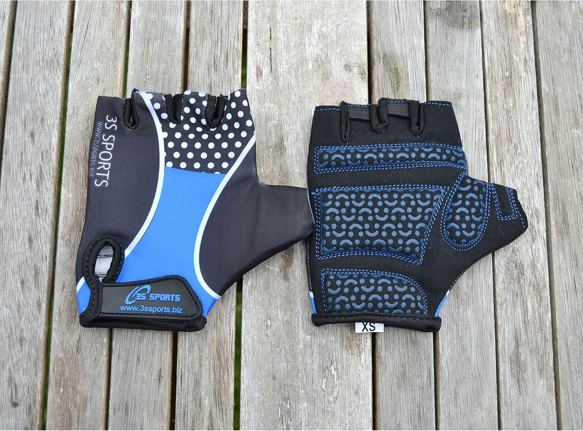 3S Sports Kids Padded Cycling Gloves Half Finger Mountain Bike Road MTB Biker Glove Cycle Bicycle BMX Riding Sports Outdoor Activities Sportswear Mitten for Boys and Girls