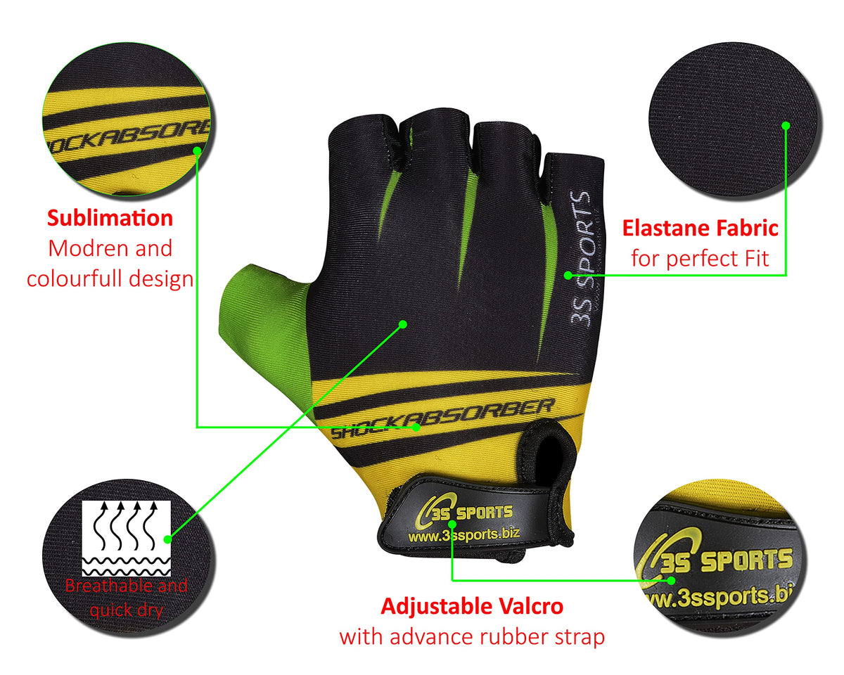 3S Sports Kids Cycling Half Finger Gloves Bicycle Mountain Bike Riding Outdoor Sports Short Fingers Glove Camping Hiking Climbing Mittens For Boys & Girls