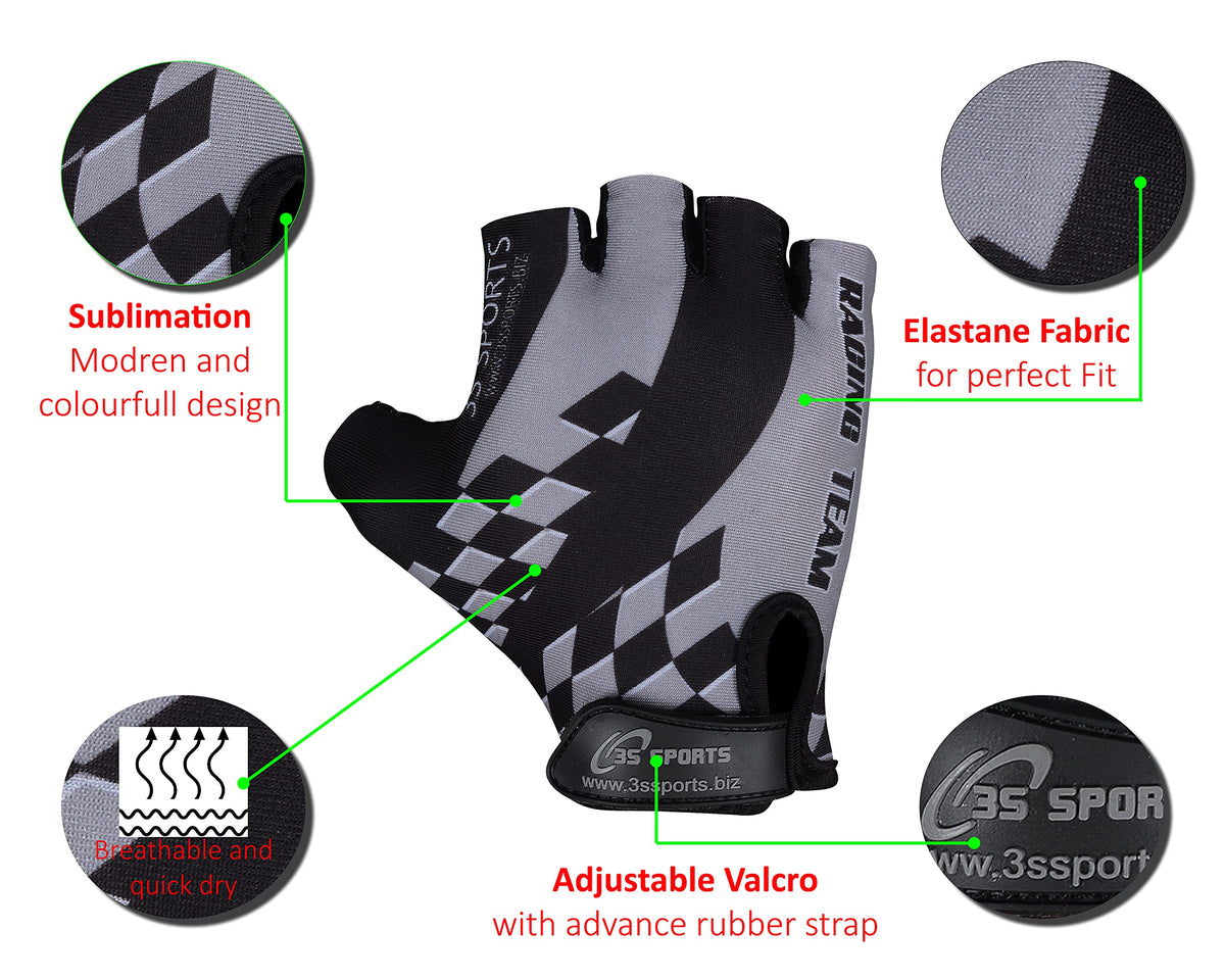 3S Sports Unisex Kids Cycling Gloves Boy's Girl's Half Finger Padded Glove For Biking Hiking Camping & Outdoor Sports
